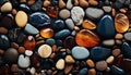 Stone collection vibrant colors, shiny gemstones, nature beauty in abstract patterns generated by AI