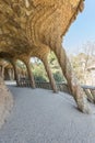 Stone colonnade in Park Guell in Barcelona Royalty Free Stock Photo