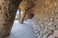 Stone colonnade in Park Guell in Barcelona Royalty Free Stock Photo