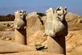 Stone column sculpture of a Griffin in Persepolis. The Victory symbol of the ancient Achaemenid Kingdom. Iran. Royalty Free Stock Photo