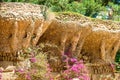 Stone columns in colonnade of Park Guell Royalty Free Stock Photo