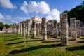 Stone columns and pilars in famous archeological site Chichen It Royalty Free Stock Photo