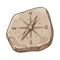 Stone Compass Featuring Directional Markings on White Background Royalty Free Stock Photo