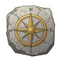 Stone Compass Rose with North South East and West Directions Navigation Tool Royalty Free Stock Photo