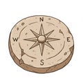 Stone Compass with Star Rose Indicating Directions on a White Background Royalty Free Stock Photo
