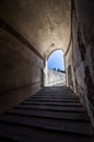 Stone corridor with stairway in Palazzo Pitti, Florence, Italy Royalty Free Stock Photo