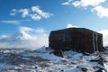 Stone cottage in the snowy mountains Royalty Free Stock Photo