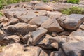 Stone courtyard Potholes in nature erosion by the currents, gravel swirled and eroded for millions of years