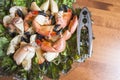 Stone Crab Claws on a Bed of Red Lettuce #1 Royalty Free Stock Photo