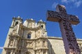 Stone Cross Basilica Our Lady Solitude Facade Church Oaxaca Mexico