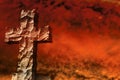 Stone cross firestorm Royalty Free Stock Photo