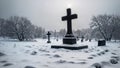 Stone Cross at a Grave to Commemorate the Fallen Hero of World War 2 Bastogne Memorial