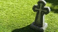 Stone cross graveyard grass shadow remembrance Royalty Free Stock Photo