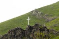 Stone cross in mountain Royalty Free Stock Photo