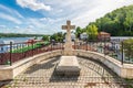 Stone cross near the church