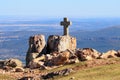 Stone cross near Santuario De Nuestra Senora De La Pena De Francia, Spain Royalty Free Stock Photo