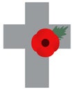 Stone cross with red poppy Royalty Free Stock Photo