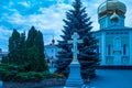 Stone cross on the territory of St. Simeon's Cathedral. Royalty Free Stock Photo