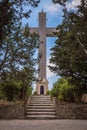 Stone cross at the top of Filerimos mountain, Rhodes island Royalty Free Stock Photo