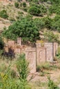 Stone crosses (Khachkar) at Noravank monastery complex in Armen Royalty Free Stock Photo
