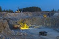 Stone crusher in a quarry. mining industry, night view Royalty Free Stock Photo