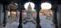 stone crved Pillars and Arch and Nandi on Tortoises Narsimha Temple, Dhom village Wai, Royalty Free Stock Photo