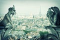 Stone demons gargoyle und chimera. Notre Dame de Paris