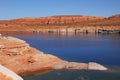 The stone desert and bright blue waters. Royalty Free Stock Photo