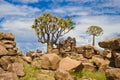 Stone Desert Giant's Playground and Quiver Trees, Namibia Royalty Free Stock Photo