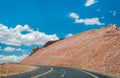 Stone desert in the USA. A picturesque road in the lifeless rocks of Arizona Royalty Free Stock Photo