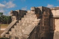 Stone Details and Patterns of an Ancient Ruins of the large pre-Columbian city Chichen Itza, built by the Maya people Royalty Free Stock Photo