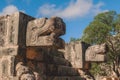 Stone Details and Patterns of an Ancient Ruins of the large pre-Columbian city Chichen Itza, built by the Maya people Royalty Free Stock Photo