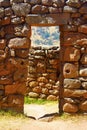 Stone doorway at Pisac ruins. Cusco, Peru