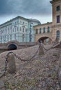 Stone downhill to Neva river waters in SaintPetersburg Royalty Free Stock Photo