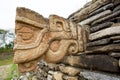 Stone dragon head sculpture on Mayan pyramid Royalty Free Stock Photo