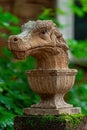 Stone dragon statue in a garden. Royalty Free Stock Photo
