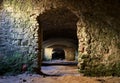 Mysterious catacombs in the basement of the castle Royalty Free Stock Photo