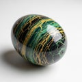 Stone egg featuring a striking pattern of green and black with gold Royalty Free Stock Photo