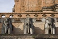 Stone elephant statues at Wat Chedi Luang in Chiang Mai, Thailand