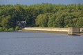 The Stone embankment wall of the Fewston Reservoir in West Yorkshire,