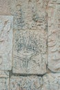 Stone engraving depicting a Mayan warrior, in the archaeological area of Chichen Itza