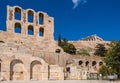 Stone facade and arcades of Odeon of Herodes Atticus Roman theater, Herodeion or Herodion, at slope of Athenian Acropolis hill in