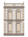 Stone facade of a classic house with niches. 3d rendering