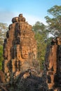 Stone face in ancient Bayon temple, Angkor in Cambodia Royalty Free Stock Photo