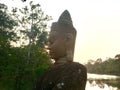 Stone Face. Ancient Statue. Cambodia