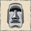 Stone face of easter island moai statue vector