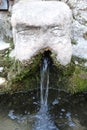 Stone face fountain with water in detail Royalty Free Stock Photo