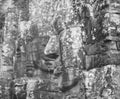 Stone face statue in ancient Bayon Temple Angkor Thom, Cambodia. Royalty Free Stock Photo