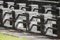 Stone fence on court of mdieval garden Royalty Free Stock Photo