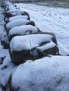 Stone fence with snow, Norway Royalty Free Stock Photo